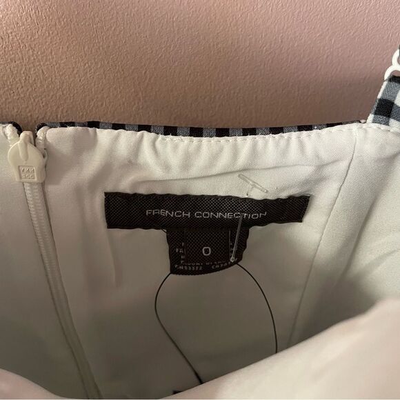 French Connection NWT Summer Whisper Black & White Gingham Mini Dress Size 0 - Picture 4 of 13